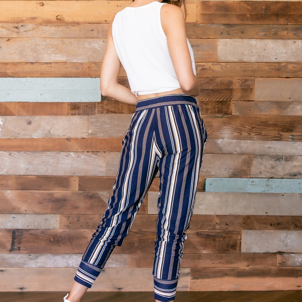 NWT Navy Stripes Joggers MADE IN USA - Picture 8 of 8